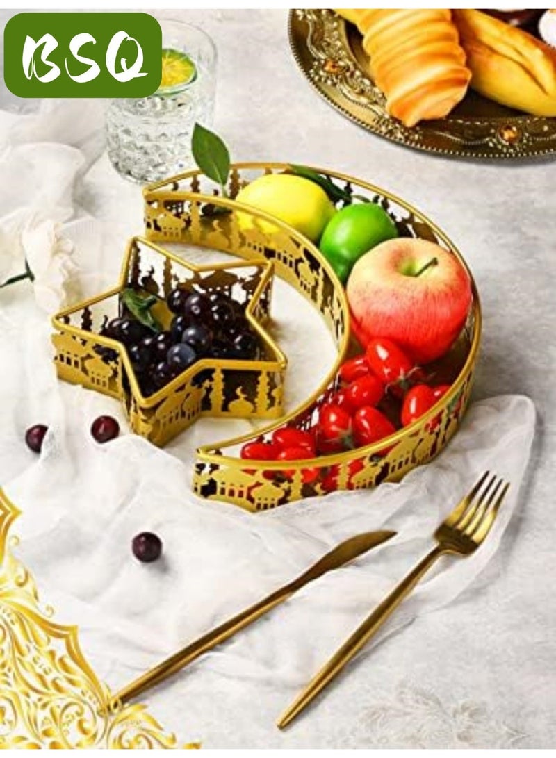 BSQ Ramadan serving dishes, decorative plates, and table decorations, including trays adorned with golden crescent moons and stars, are perfect for serving desserts, snacks, and sweets, and are suitable for home decor and party supplies. - Image 4